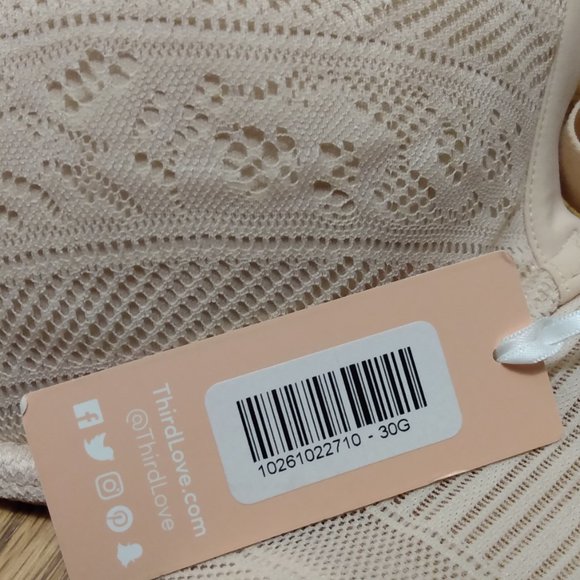 NWT ThirdLove 30G Everyday Lace Plunge Bra - Rose Dust - Picture 4 of 5